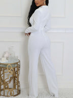 Long Sleeve Choker Waist Chain Jumpsuit