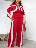 Color Block Half Zip Jumpsuit