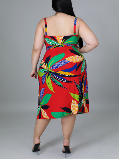 Plus Size Printed Swim Romper Cover Set