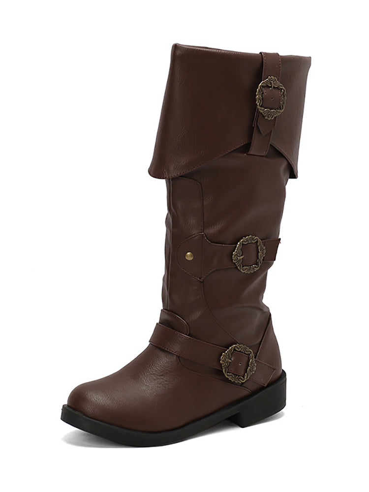 Vintage Buckle Belted Boots