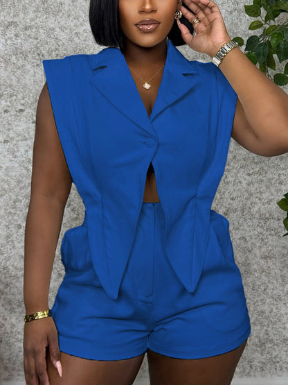 Sleeveless Solid Color Asymmetrical Romper