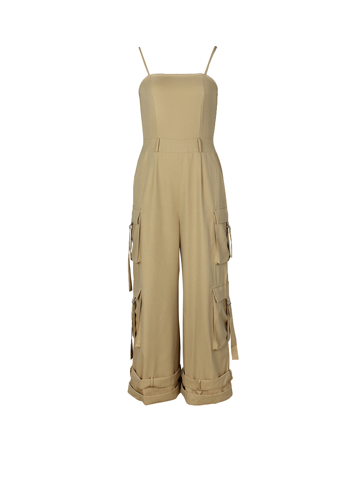 Spaghetti Strap Cargo Wide Leg Jumpsuit