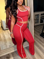 Contrast Trim Tank Top Pants Set