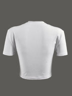 Patchwork Star Cropped Round Neck T-Shirt