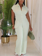 Ribbed Knit Waist Cutout Wide Leg Jumpsuit