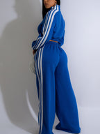 Striped Sweatshirt Wide Leg Pants Set