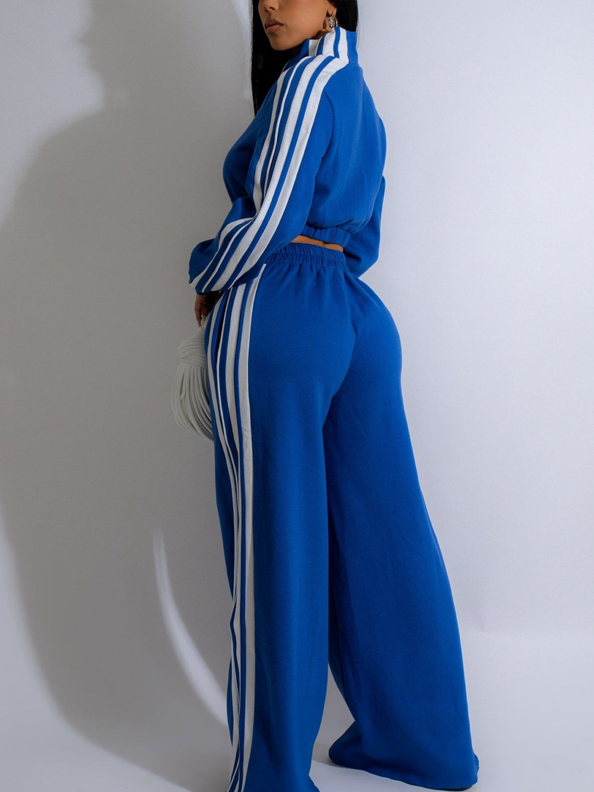 Striped Sweatshirt Wide Leg Pants Set