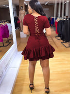 Minivestidos de manga corta con volantes cruzados
