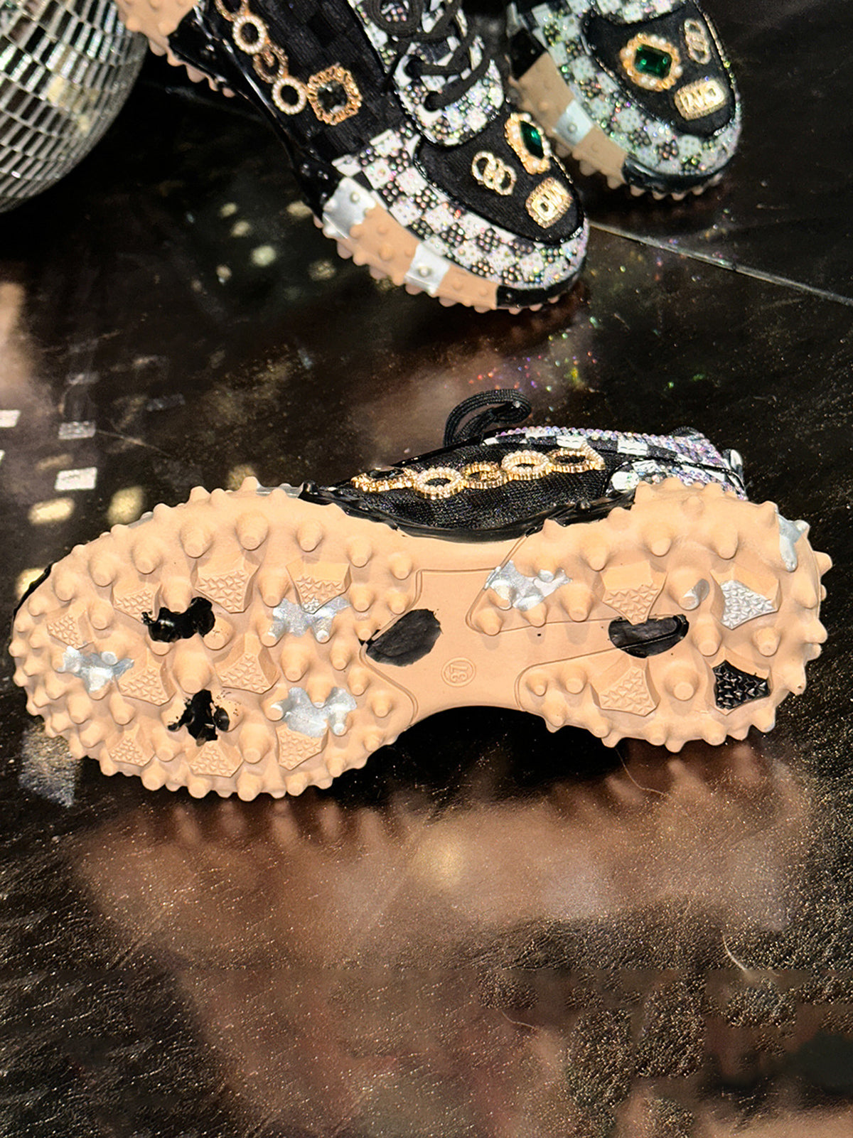 Rhinestone Mesh Chunky Sneakers