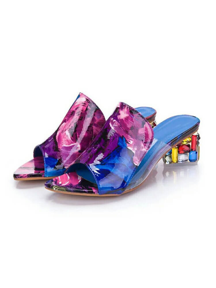 Chanclas gruesas con patchwork de cristales de colores