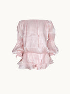 Off Shoulder Puff Sleeve Ruffle Mini Dress