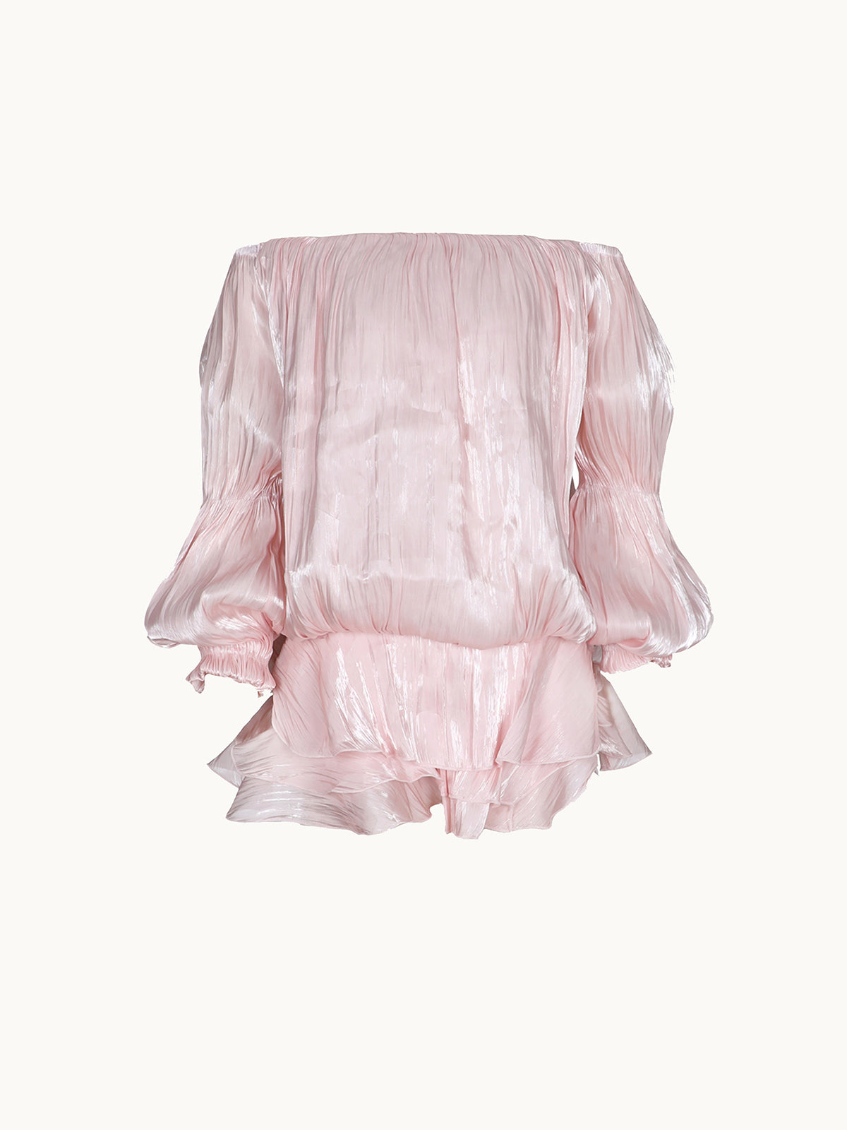 Off Shoulder Puff Sleeve Ruffle Mini Dress