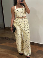 Polka Dot Halter Fringe Pants Set