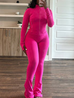 Two Pieces Sporty Fitted  Flare Pants Set