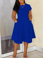 Plus Size Pocket A Line Midi Dress
