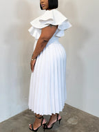 Plus Size Ruffle Pleated Dress