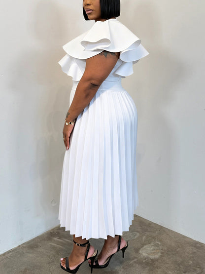 Plus Size Ruffle Pleated Dress