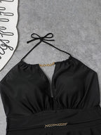 Trajes de baño sin espalda de Chian con cuello Halter de talla grande