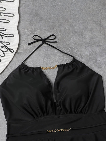 Trajes de baño sin espalda de Chian con cuello Halter de talla grande