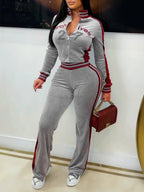 Embroidered Velvet Jacket Flare Pants Set