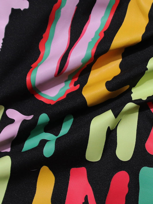 Graphic Letter Print Short Sleeve Tee