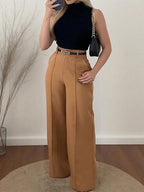 High Waist Straight Leg Pants