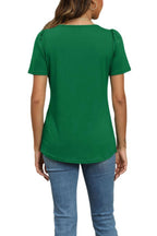 Short Sleeve Pleated Crew Neck Top