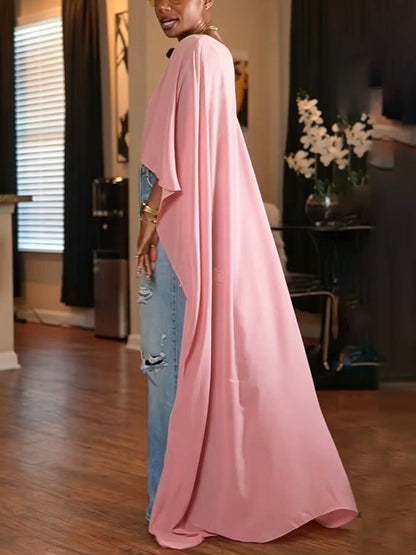 Mesh Batwing Sleeve Cloak Top