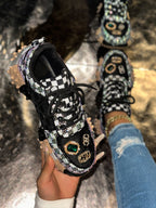 Rhinestone Mesh Chunky Sneakers