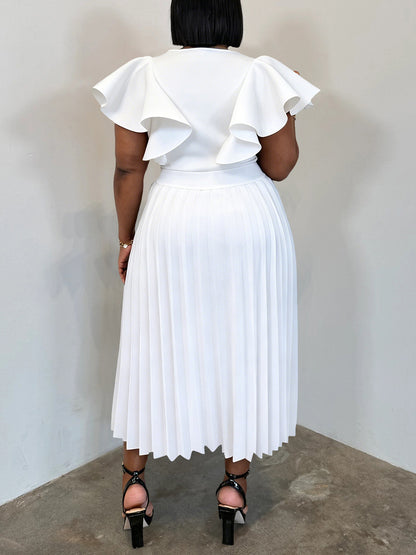 Plus Size Ruffle Pleated Dress