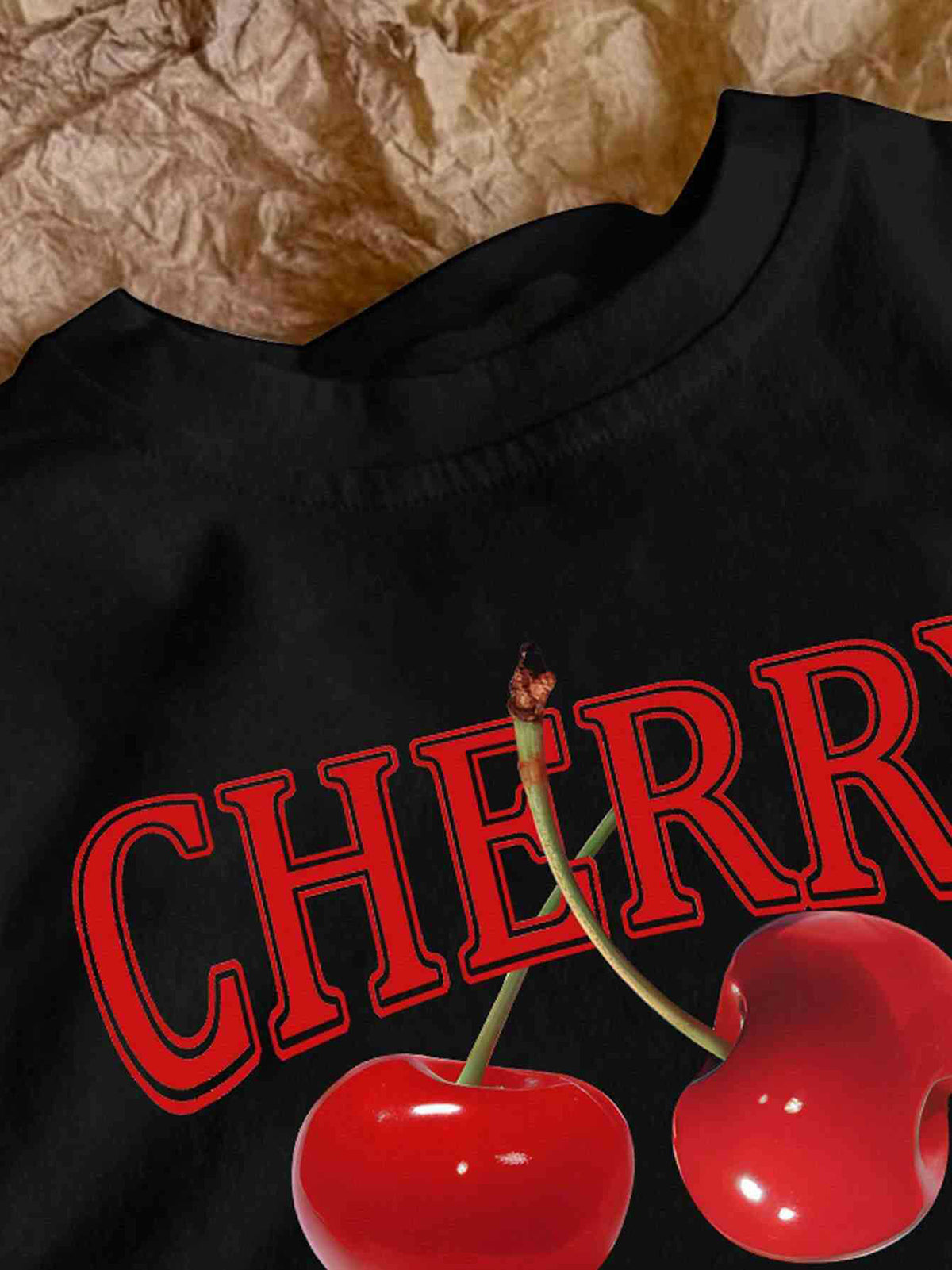 Cherry Print Y2K Crop Baby Tee