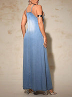 Plus Size Denim Maxi Dress