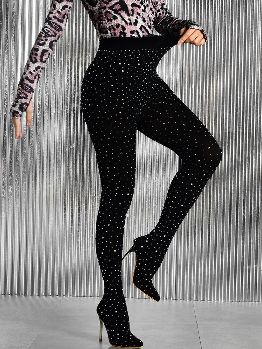 Rhinestone Stiletto Pointed Toe Pants Boots