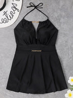 Trajes de baño sin espalda de Chian con cuello Halter de talla grande