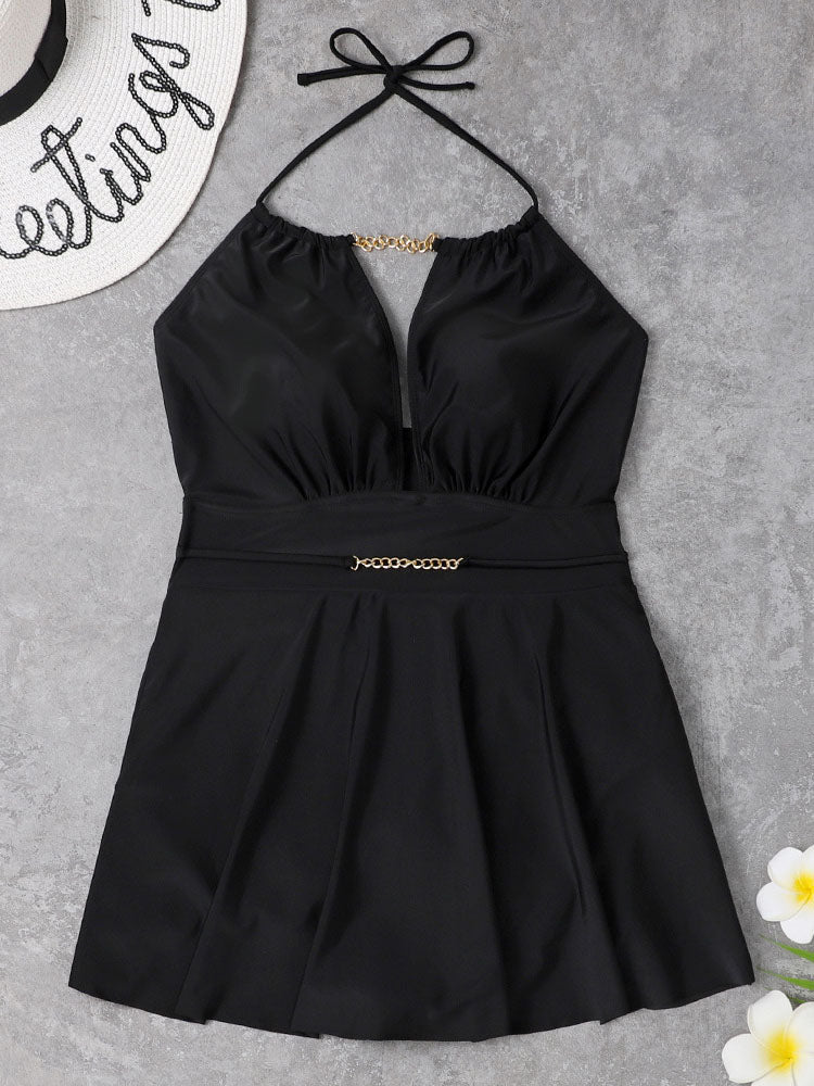 Trajes de baño sin espalda de Chian con cuello Halter de talla grande