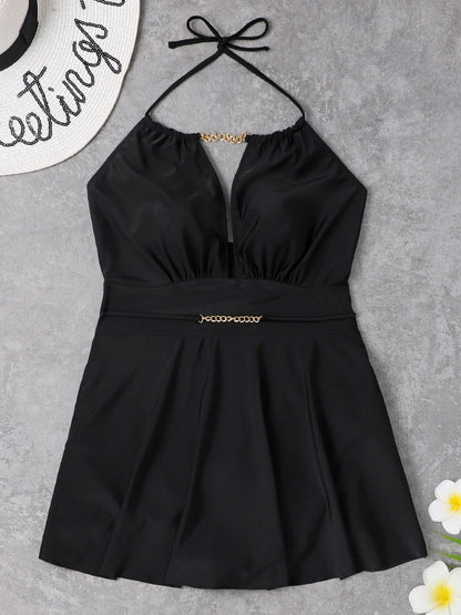 Trajes de baño sin espalda de Chian con cuello Halter de talla grande