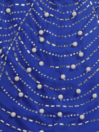 Feather Rhinestone Strapless Mini Dress