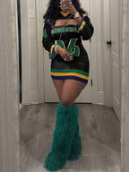 Sporty Letter Print Tube Mini Dress Set
