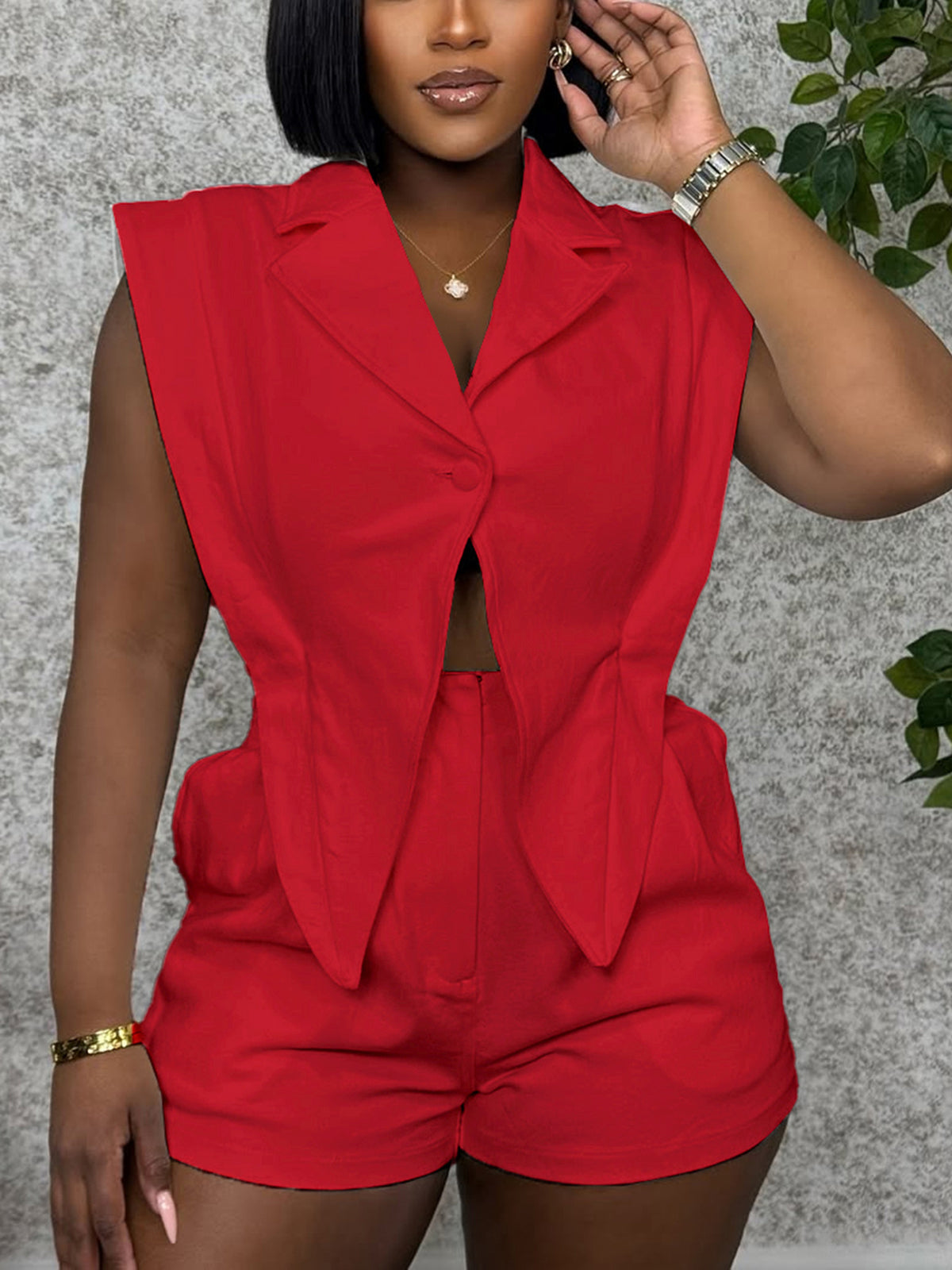 Sleeveless Solid Color Asymmetrical Romper