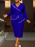 Plus Size Ruffle Bead Midi Dress