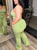 Contrast Trim Tank Top Pants Set