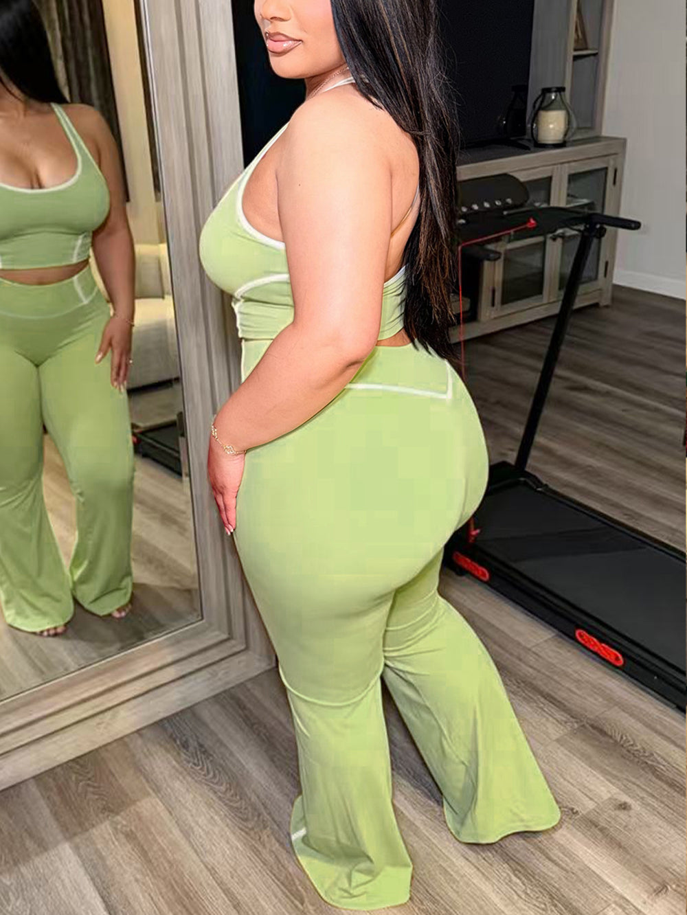 Contrast Trim Tank Top Pants Set