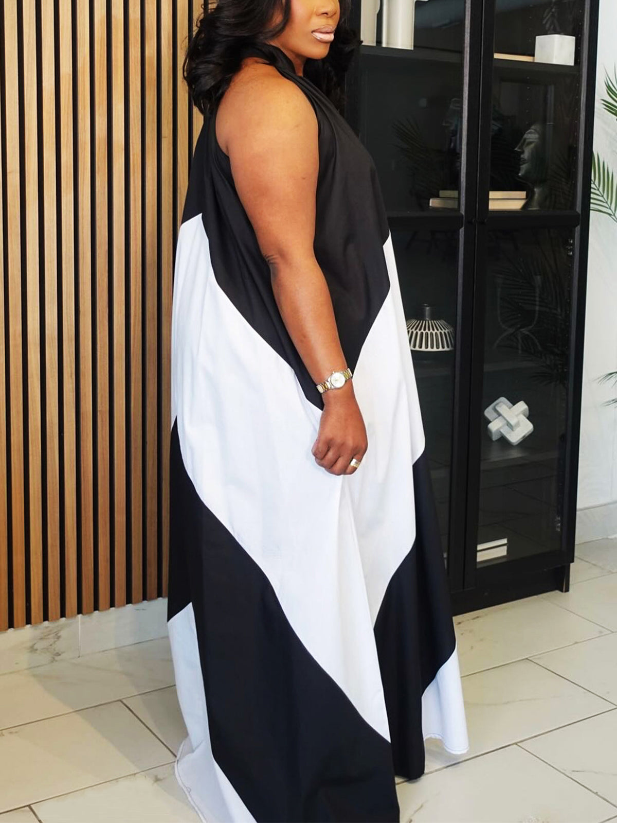 Color Block Sleeveless Maxi Dress