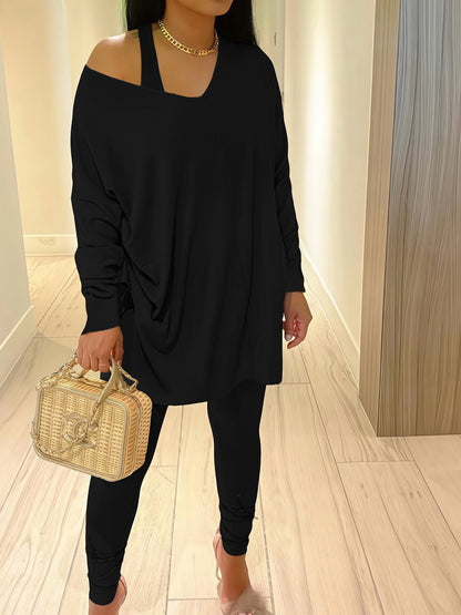 Off Shoulder Top Skinny Pants Set