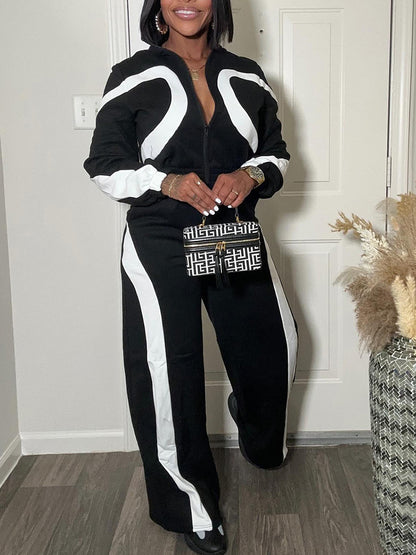 Color Block Half Zip Jumpsuit