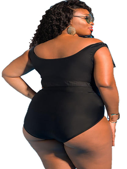 Two Piece Off Shoulder Print Swimsuit