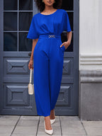 Solid Color Wide Leg Pant Jumpsuit