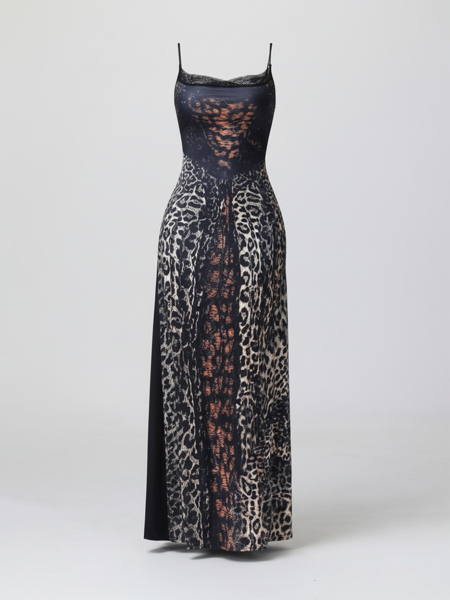 Leopard Lace Patchwork Dress