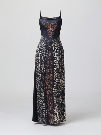 Leopard Lace Patchwork Dress