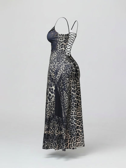 Leopard Lace Patchwork Dress